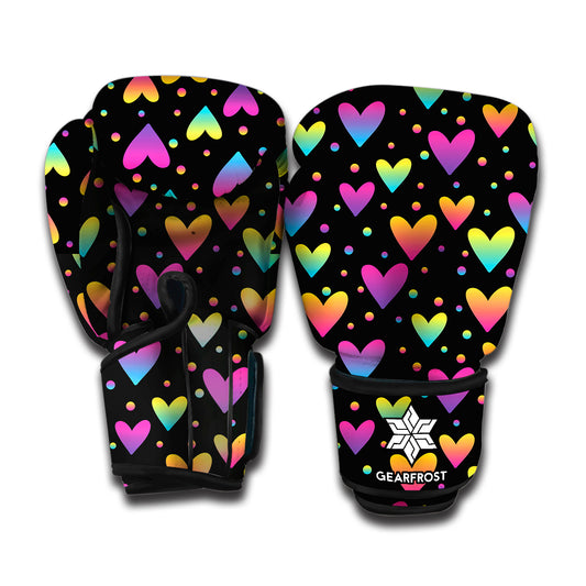 Colorful Heart Pattern Print Boxing Gloves