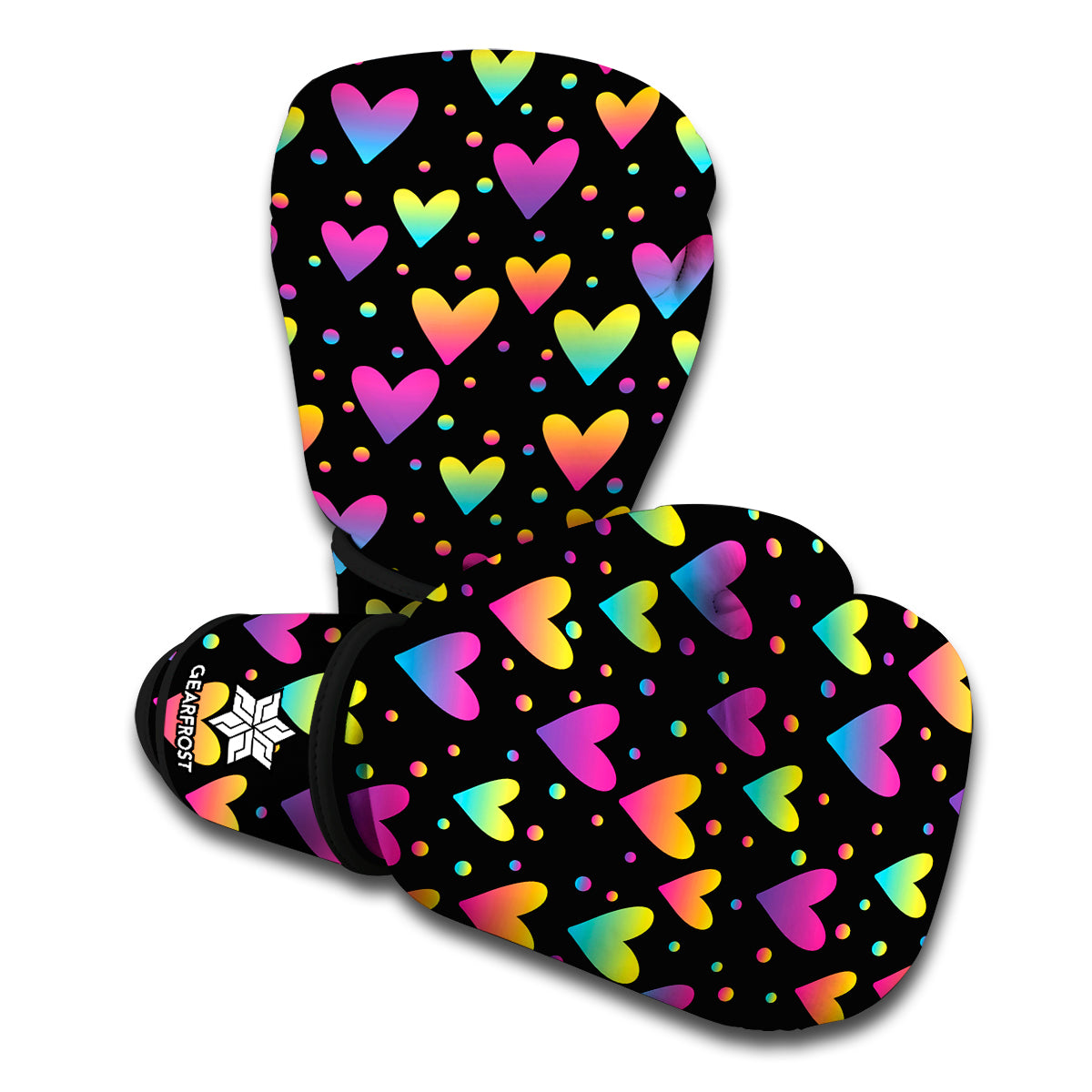 Colorful Heart Pattern Print Boxing Gloves