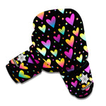 Colorful Heart Pattern Print Boxing Gloves