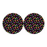 Colorful Heart Pattern Print Car Coasters