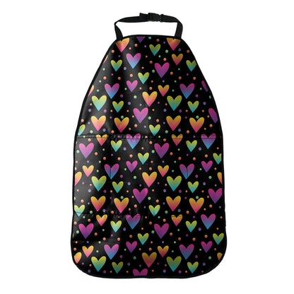 Colorful Heart Pattern Print Car Seat Organizers