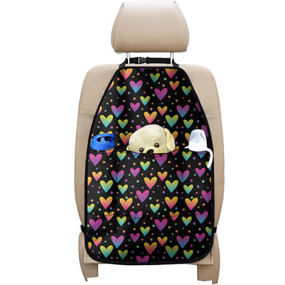 Colorful Heart Pattern Print Car Seat Organizers