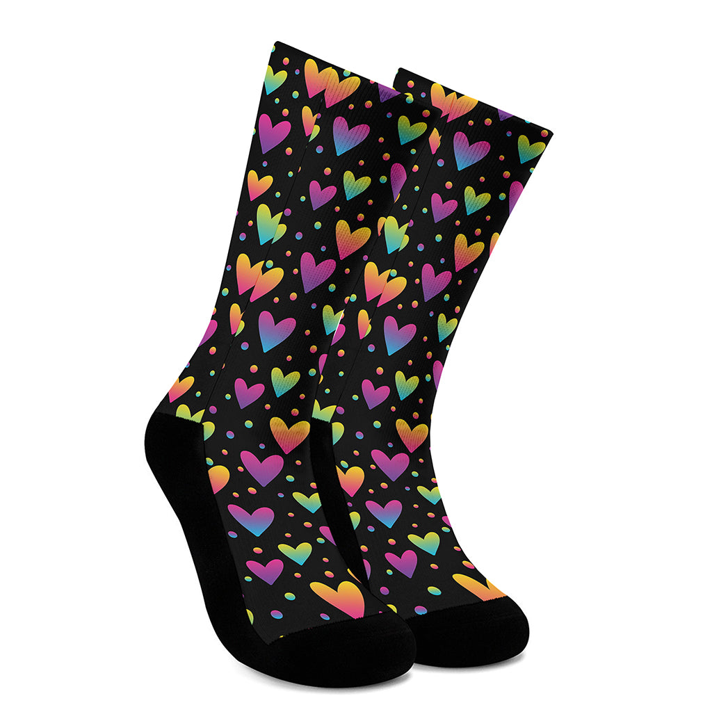 Colorful Heart Pattern Print Crew Socks