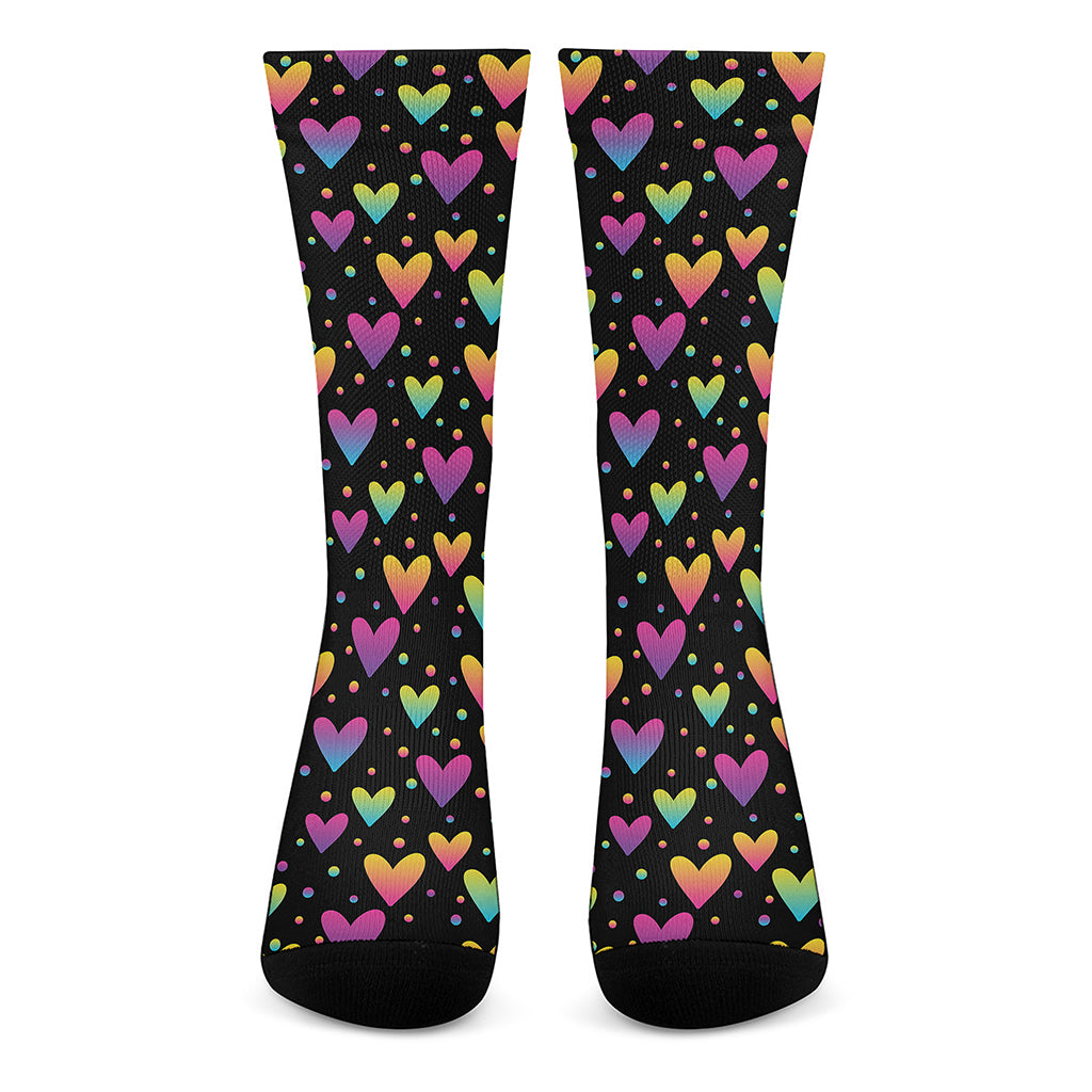 Colorful Heart Pattern Print Crew Socks
