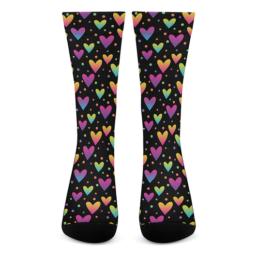 Colorful Heart Pattern Print Crew Socks