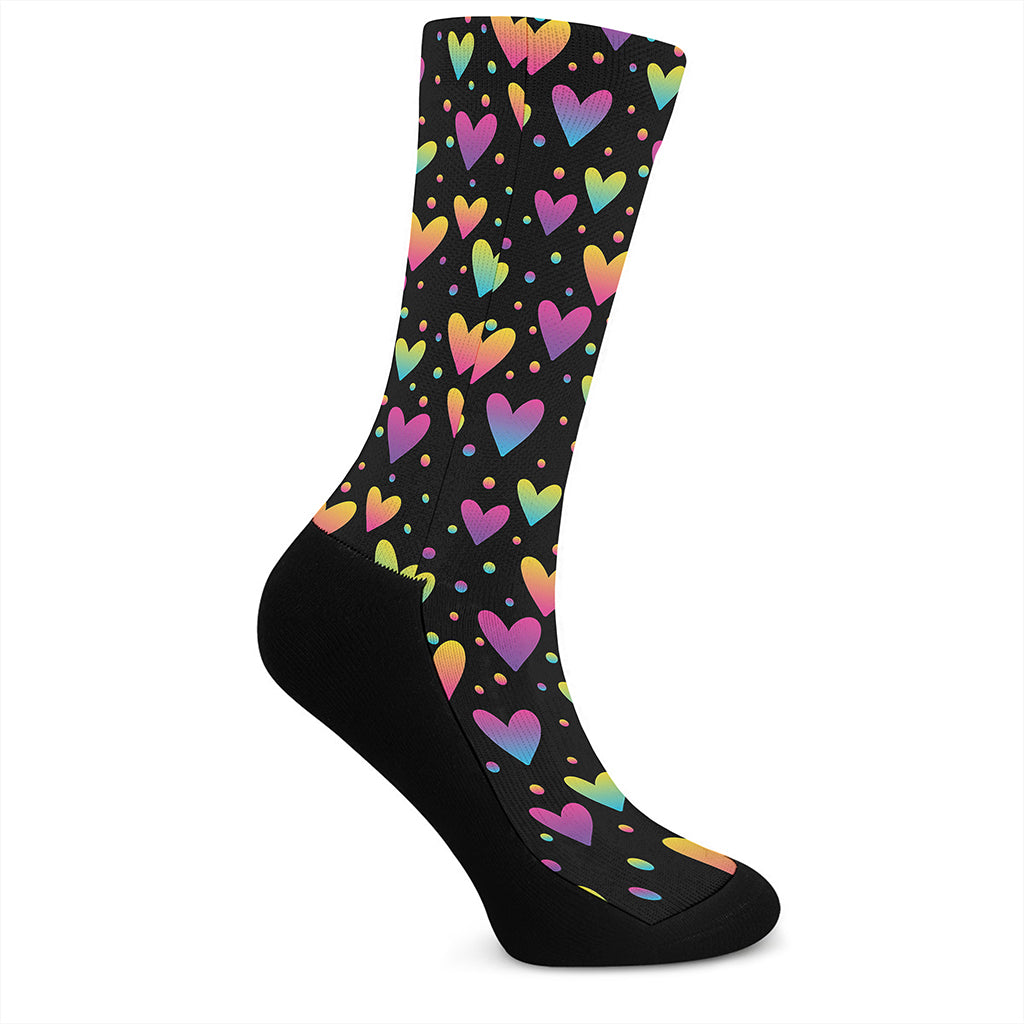 Colorful Heart Pattern Print Crew Socks