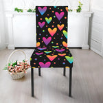 Colorful Heart Pattern Print Dining Chair Slipcover