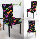 Colorful Heart Pattern Print Dining Chair Slipcover