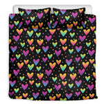 Colorful Heart Pattern Print Duvet Cover Bedding Set