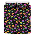 Colorful Heart Pattern Print Duvet Cover Bedding Set