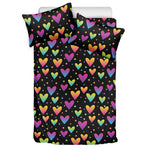 Colorful Heart Pattern Print Duvet Cover Bedding Set
