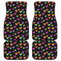 Colorful Heart Pattern Print Front and Back Car Floor Mats
