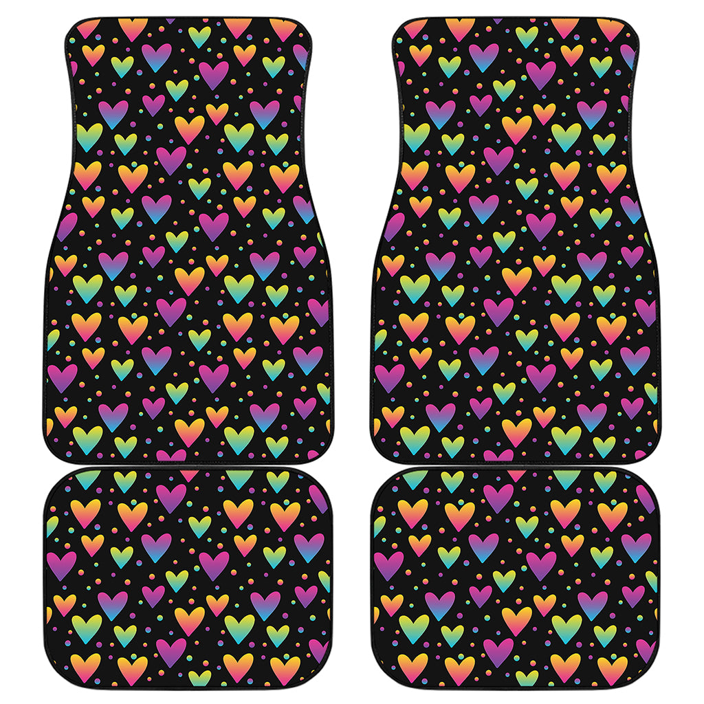 Colorful Heart Pattern Print Front and Back Car Floor Mats
