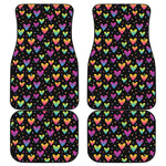 Colorful Heart Pattern Print Front and Back Car Floor Mats
