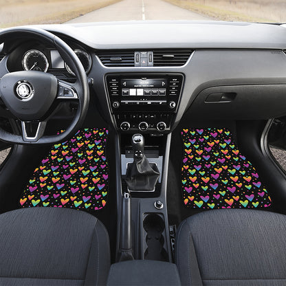 Colorful Heart Pattern Print Front and Back Car Floor Mats