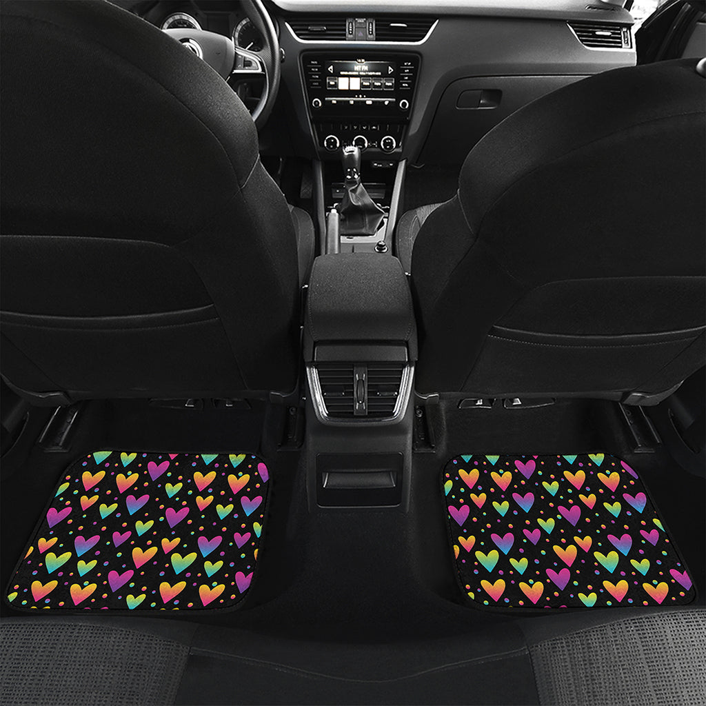 Colorful Heart Pattern Print Front and Back Car Floor Mats