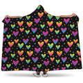 Colorful Heart Pattern Print Hooded Blanket