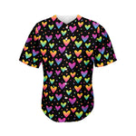 Colorful Heart Pattern Print Men's Baseball Jersey