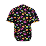 Colorful Heart Pattern Print Men's Baseball Jersey