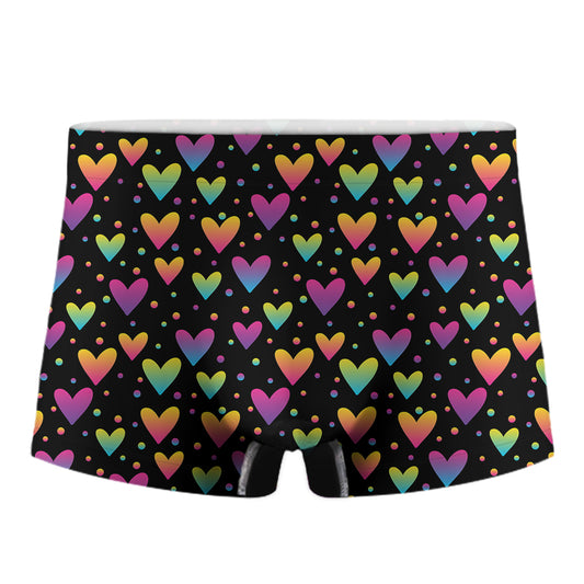 Colorful Heart Pattern Print Men's Boxer Briefs