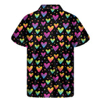 Colorful Heart Pattern Print Men's Short Sleeve Shirt