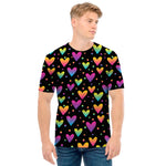 Colorful Heart Pattern Print Men's T-Shirt