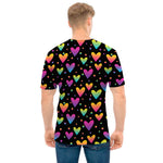 Colorful Heart Pattern Print Men's T-Shirt