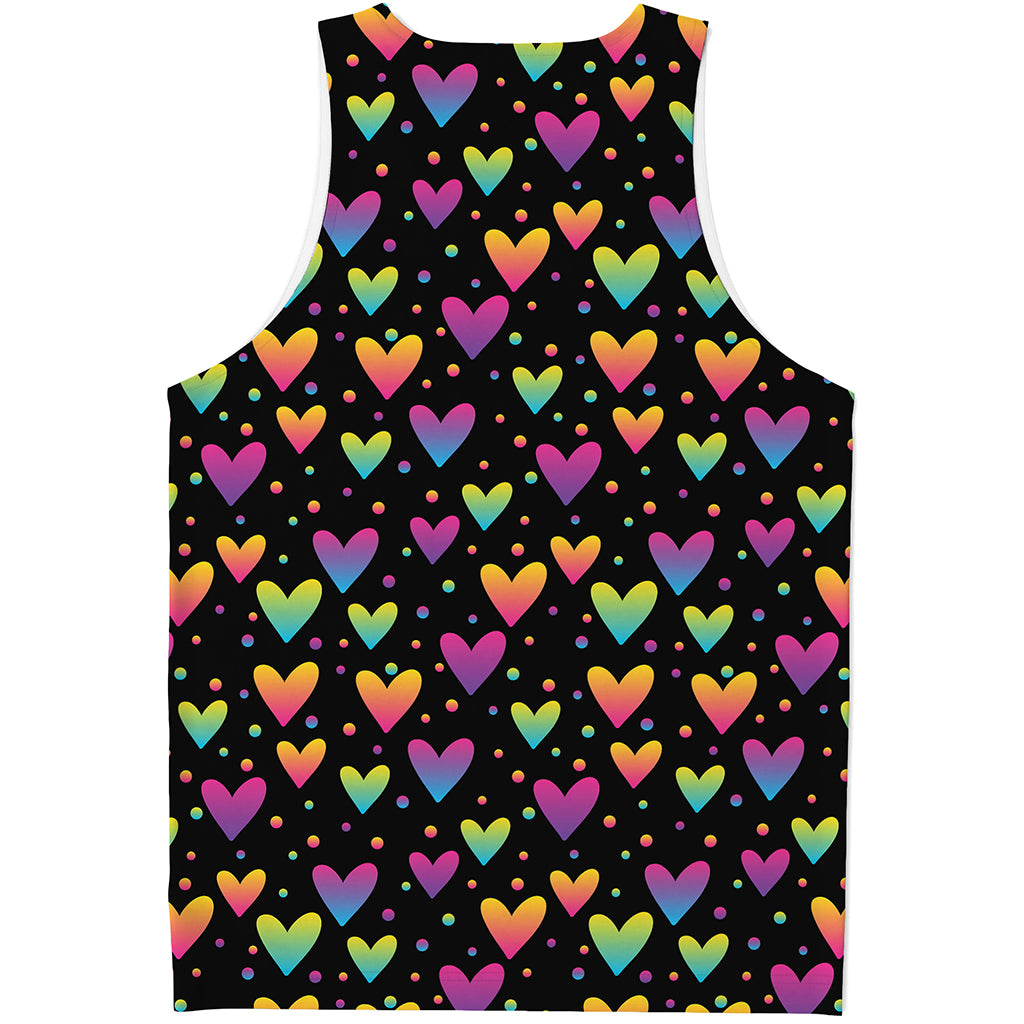 Colorful Heart Pattern Print Men's Tank Top