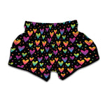 Colorful Heart Pattern Print Muay Thai Boxing Shorts