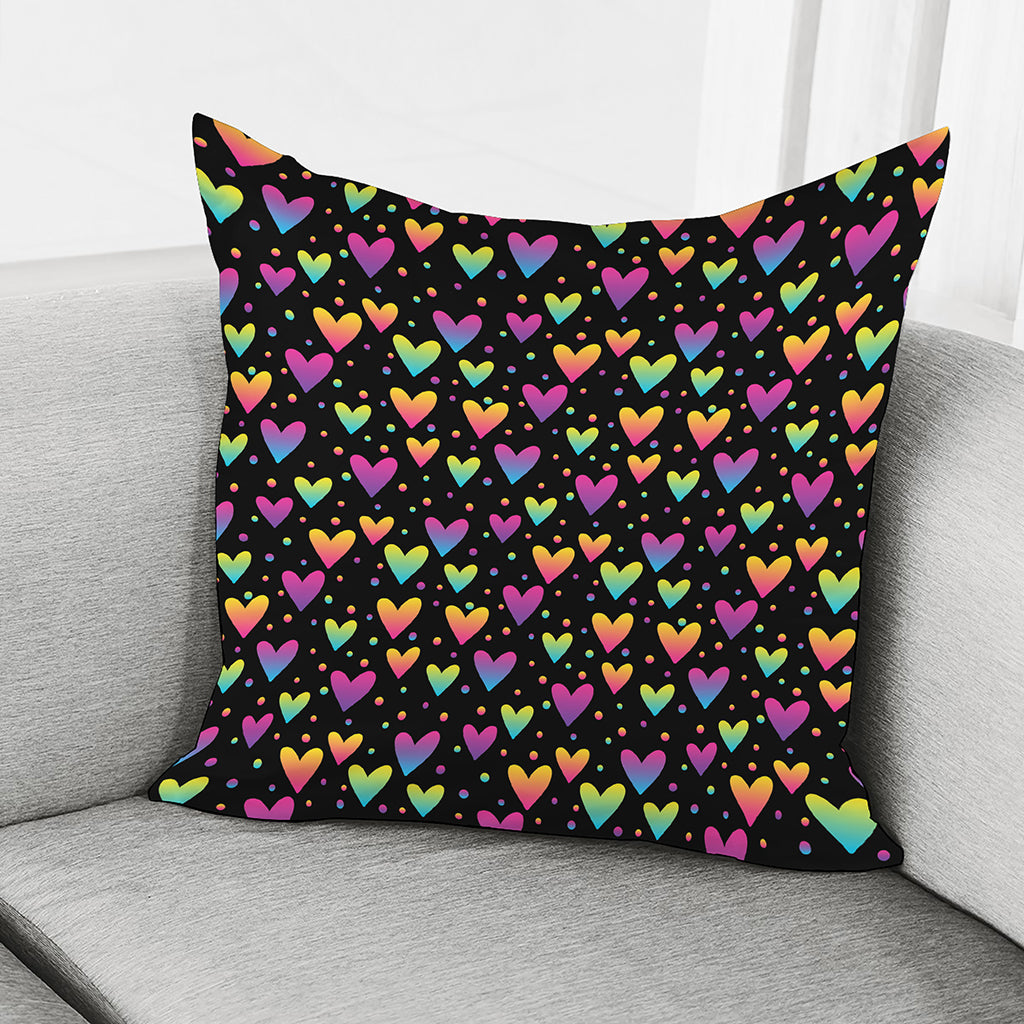 Colorful Heart Pattern Print Pillow Cover