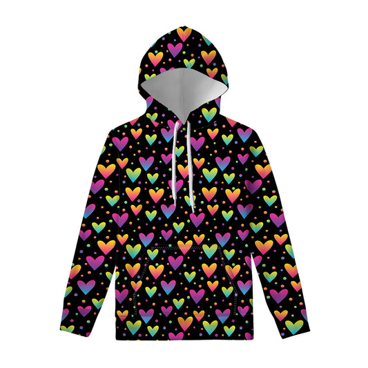 Colorful Heart Pattern Print Pullover Hoodie