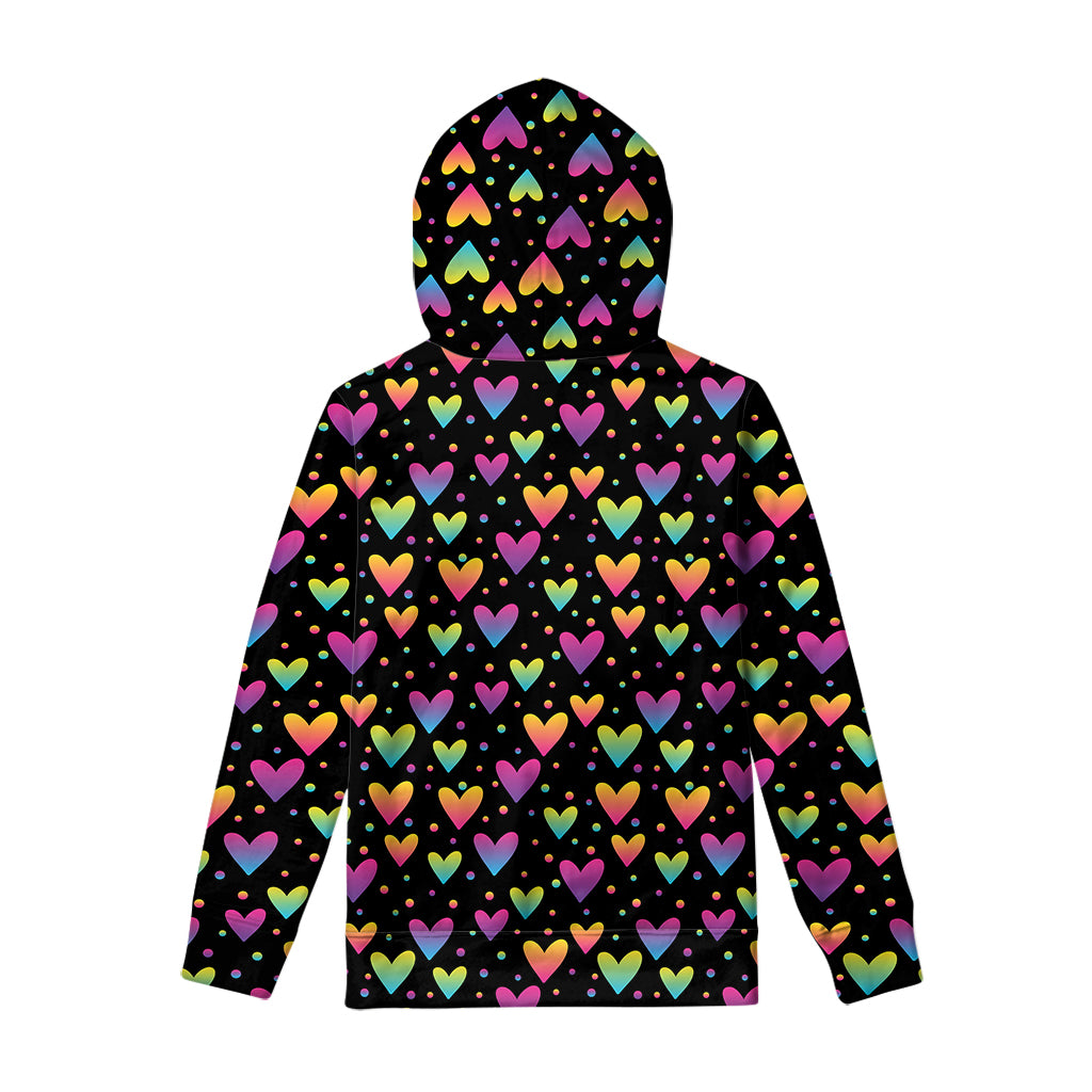 Colorful Heart Pattern Print Pullover Hoodie