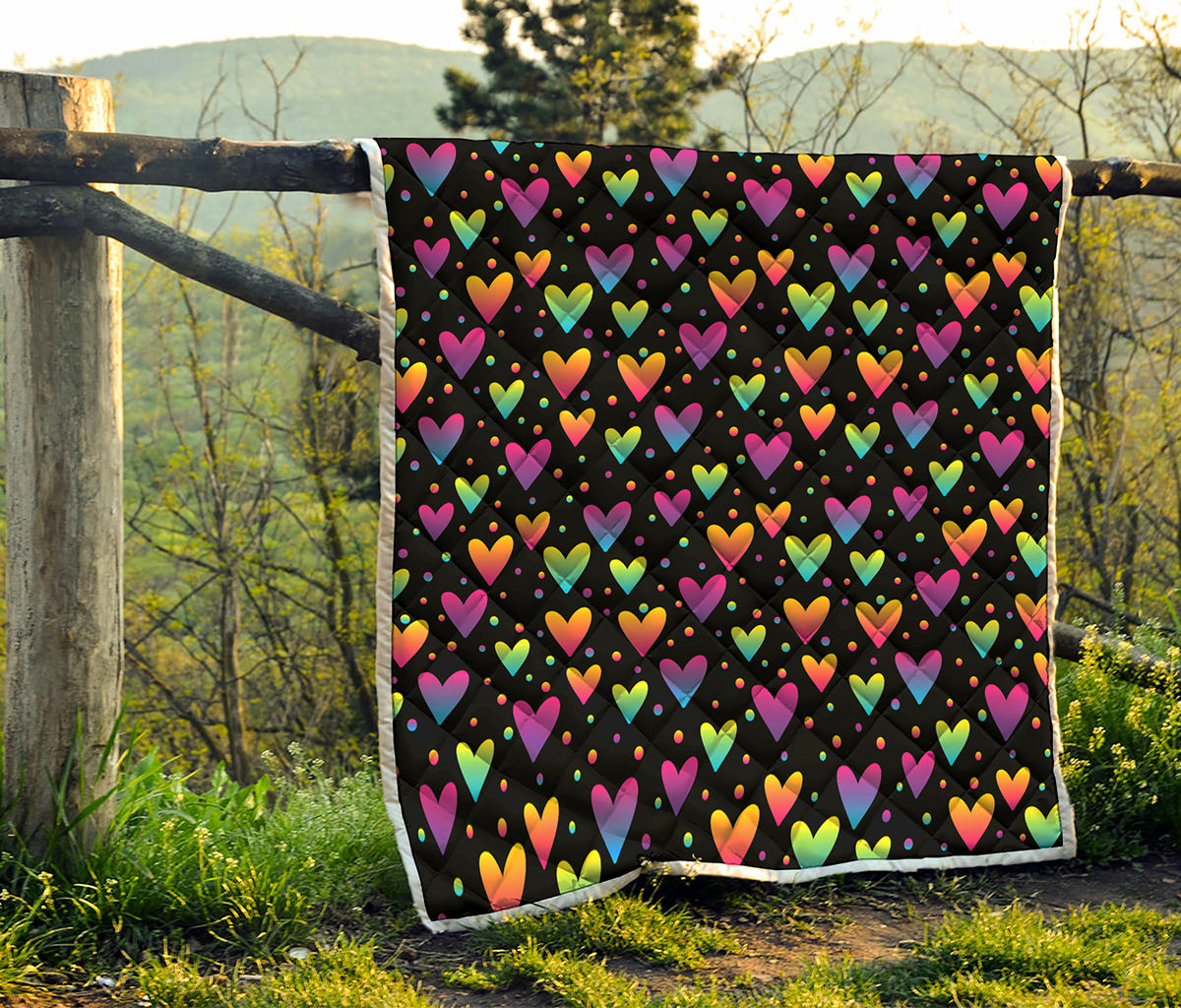 Colorful Heart Pattern Print Quilt