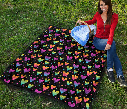 Colorful Heart Pattern Print Quilt