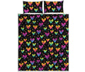 Colorful Heart Pattern Print Quilt Bed Set