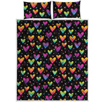 Colorful Heart Pattern Print Quilt Bed Set