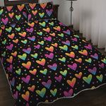 Colorful Heart Pattern Print Quilt Bed Set