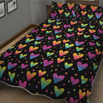 Colorful Heart Pattern Print Quilt Bed Set
