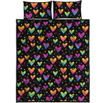 Colorful Heart Pattern Print Quilt Bed Set