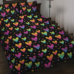 Colorful Heart Pattern Print Quilt Bed Set