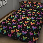 Colorful Heart Pattern Print Quilt Bed Set
