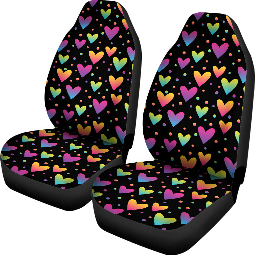 Colorful Heart Pattern Print Universal Fit Car Seat Covers