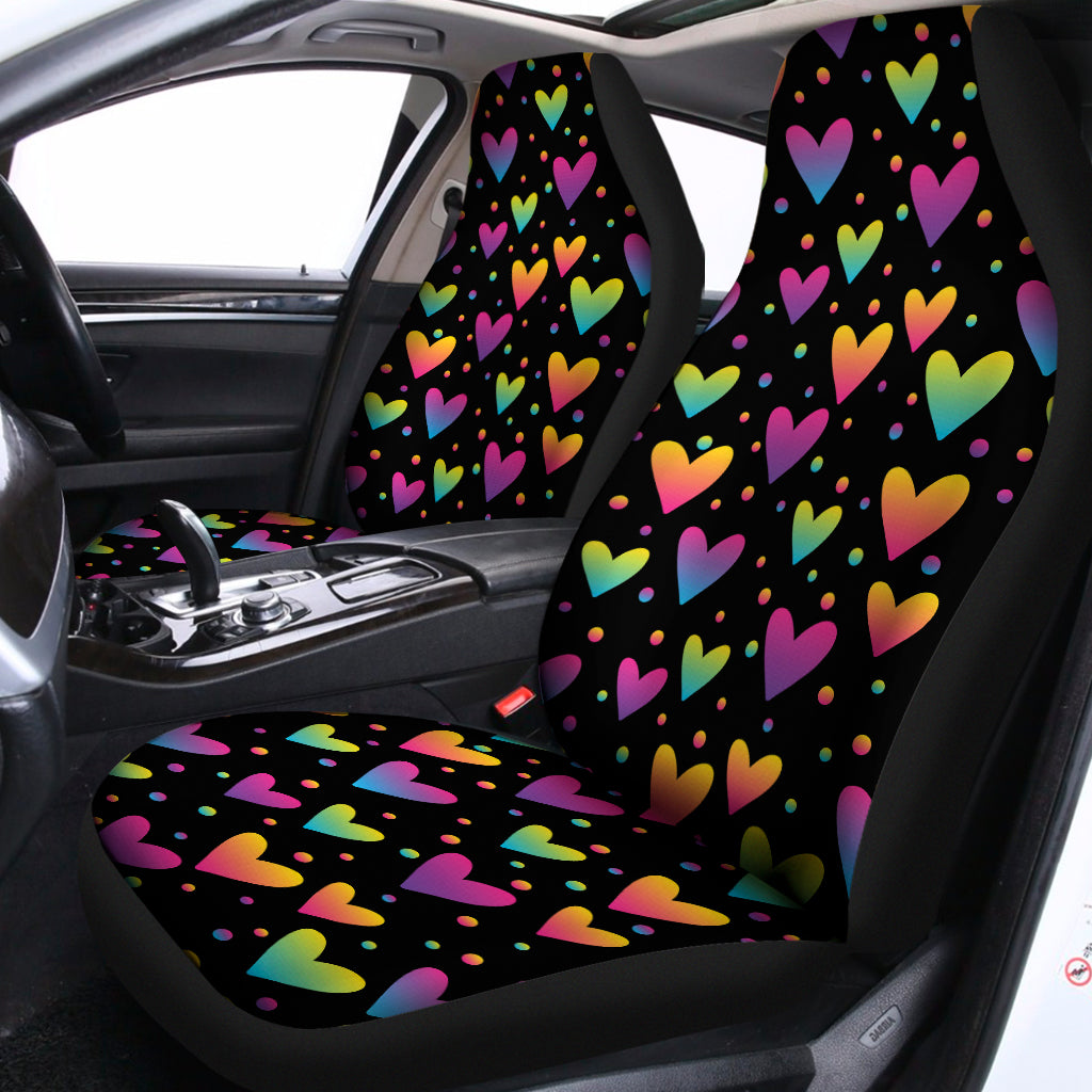 Colorful Heart Pattern Print Universal Fit Car Seat Covers
