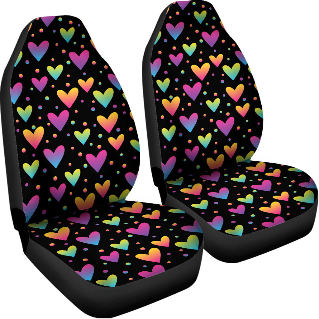Colorful Heart Pattern Print Universal Fit Car Seat Covers