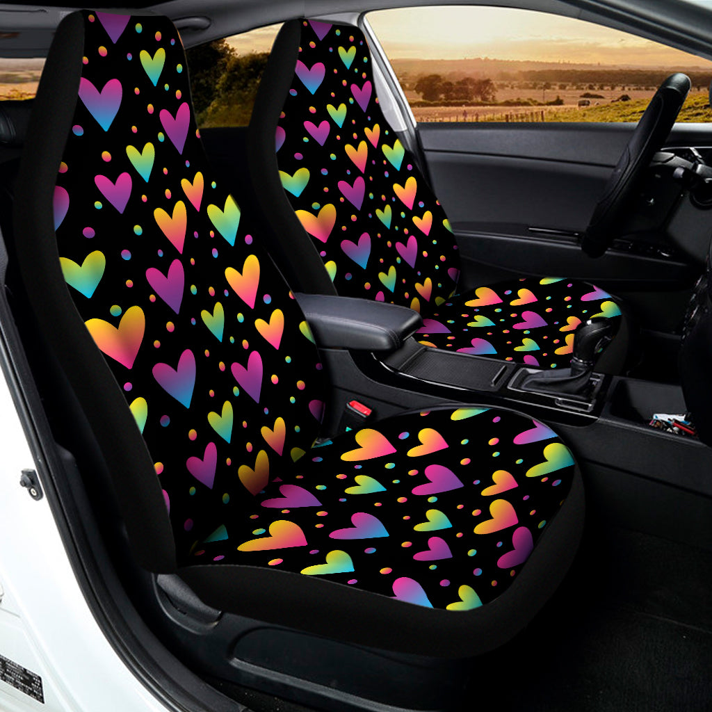 Colorful Heart Pattern Print Universal Fit Car Seat Covers
