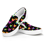 Colorful Heart Pattern Print White Slip On Shoes