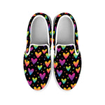 Colorful Heart Pattern Print White Slip On Shoes