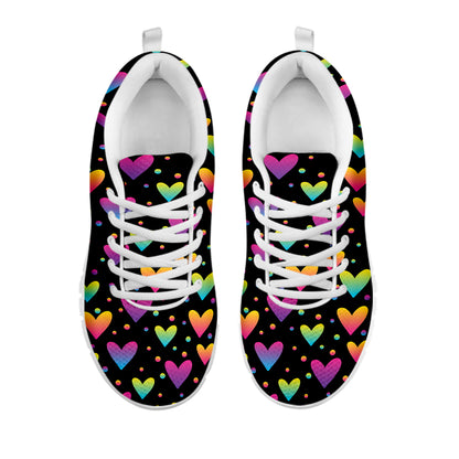 Colorful Heart Pattern Print White Sneakers