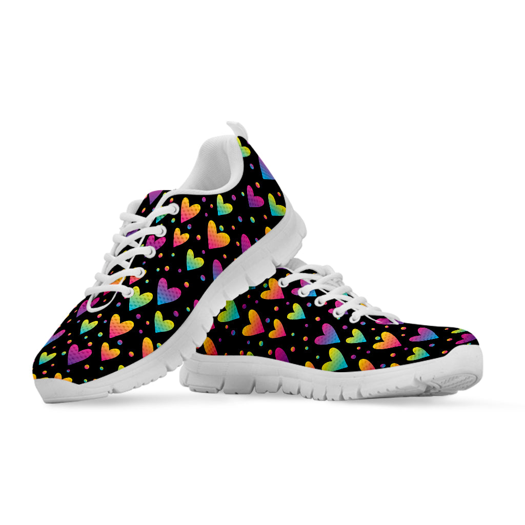 Colorful Heart Pattern Print White Sneakers
