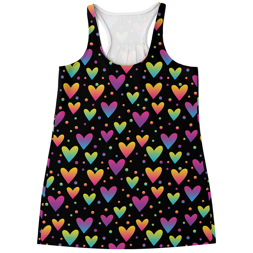 Colorful Heart Pattern Print Women's Racerback Tank Top